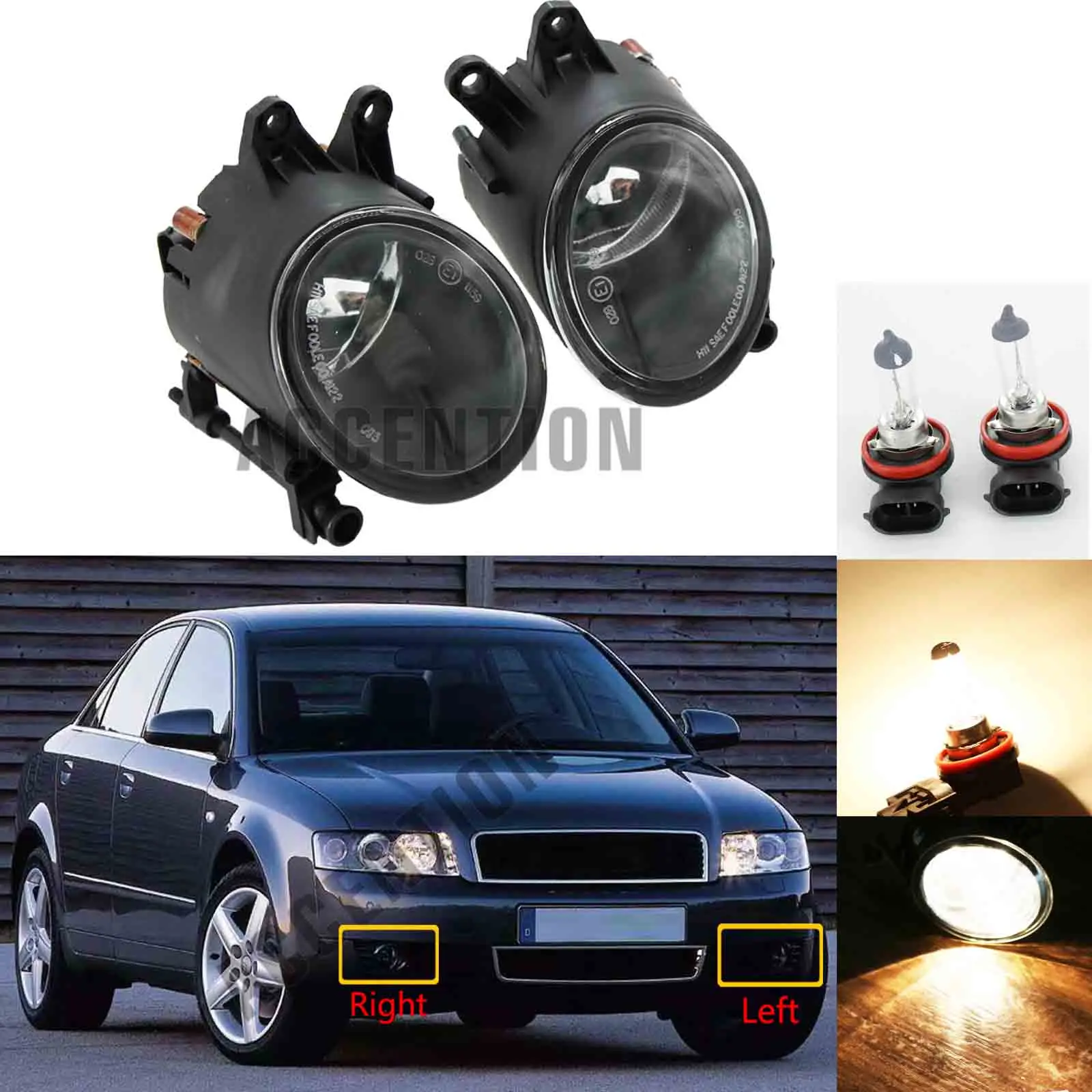 

Car-Styling Halogen Front Fog Light Fog Lamp With Bulbs New Car Light For Audi A4 B6 2001 2002 2003 2004 2005 RS4