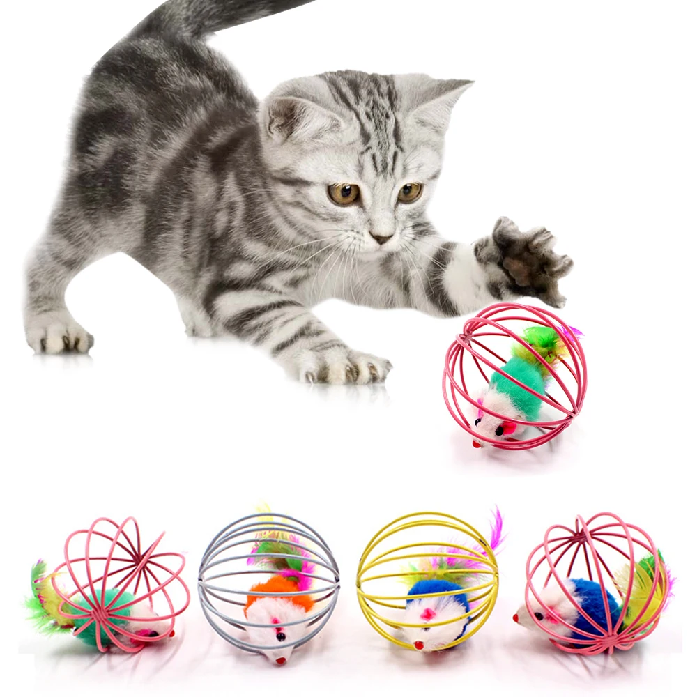 Interactive Cat Toy Ball Pet Supplies Training Play Chewing EVA Rainbow Stick Wand With Small Bell Mouse Entertain |