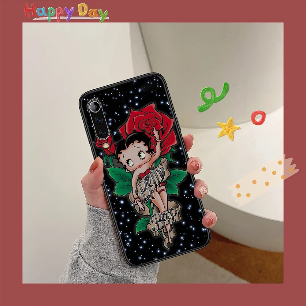 

Betty Boop Phone Case For XIAOMI MI Note 8 9 T 10 Pro Lite SE A2 A3 POCO X M MAX 2 3 black Cover Fashion Back Pretty Waterproof