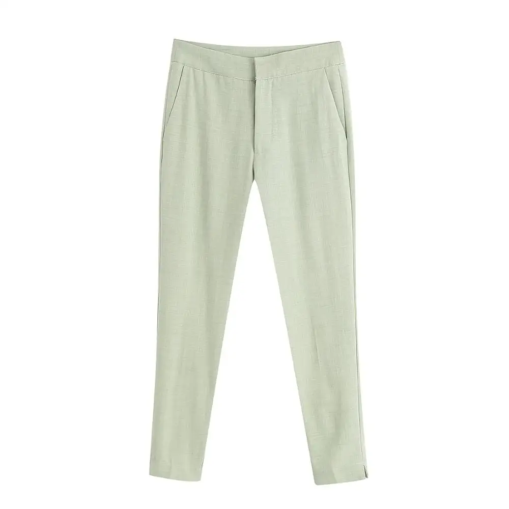 2020 новые модные тонкие льняные брюки с разрезом повседневные высокой талией
