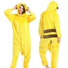 Косплей Кигуруми пижамы для взрослых Желтый Аниме комбинезоны зимний комбинезон с капюшоном костюмы на Хэллоуин для женщин и мужчин одежда для сна