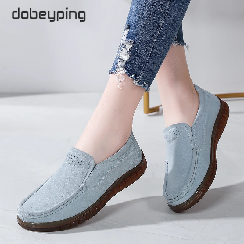 New Spring Autumn Women's Shoes Suede Leather Woman Loafers Square Toe Moccasins Female Flats Snail Shoe Slip On Ladies Sneakers