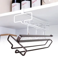 metal red wine glass rack hanging holder bar goblet stemware storage organizer rack for kitchen cabinet gadget