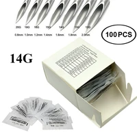100pc 14g disposable tattoo sterile body piercing needles 14g with box for ear nose navel nipple free shipping bn 14g