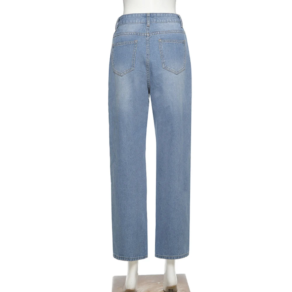 

Missnight Ripped Jeans For Women Hollow Baggy Ripped Jeans High Waist Women Jeans Streetewear Loose Denim Wide Leg Pants 2021