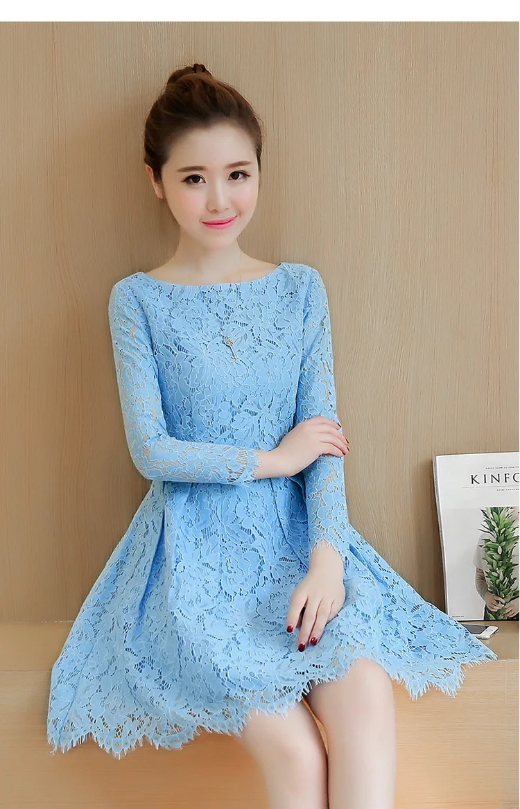 Женское элегантное кружевное платье-трапеция без рукавов с круглым вырезом и