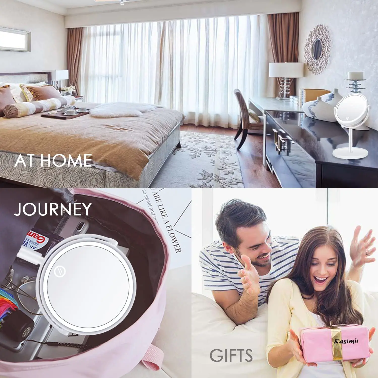 Зеркало для макияжа с увеличением зеркало подсветкой двухсторонние зеркала