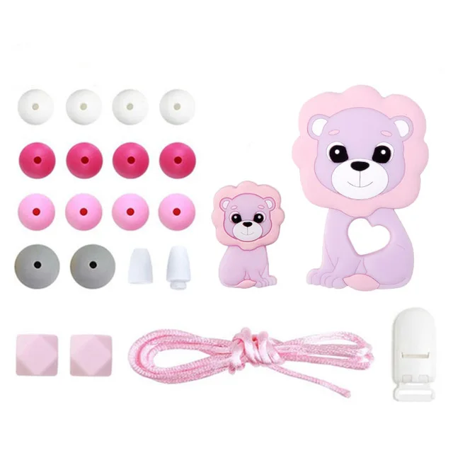 

1Set Silicone Beads Teether Food Grade Baby Teething Silicone Rodent BPA Free DIY Accessories Pacifier Chain Clips Baby Care