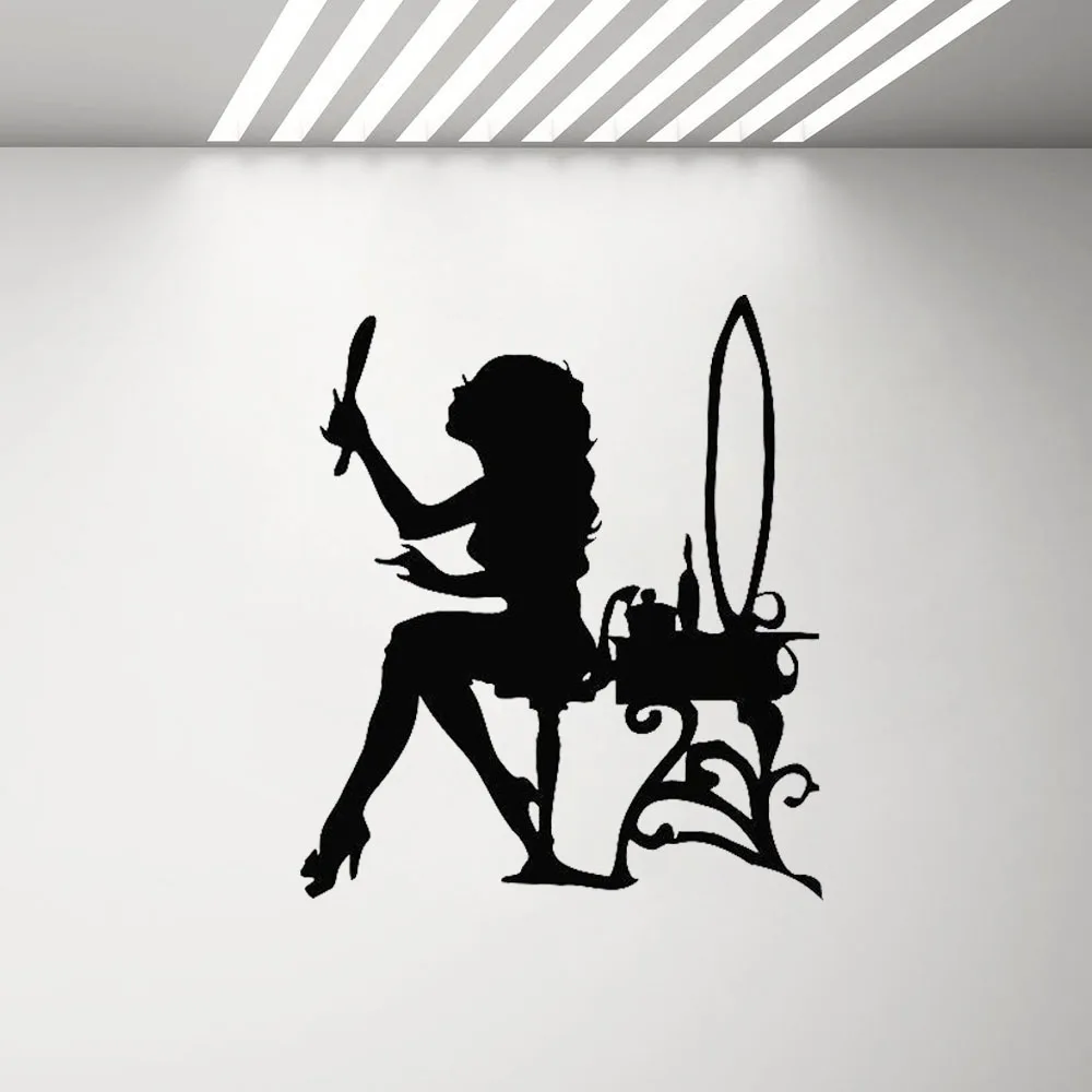 Женская Наклейка на стену для салона красоты Виниловая наклейка с силуэтом