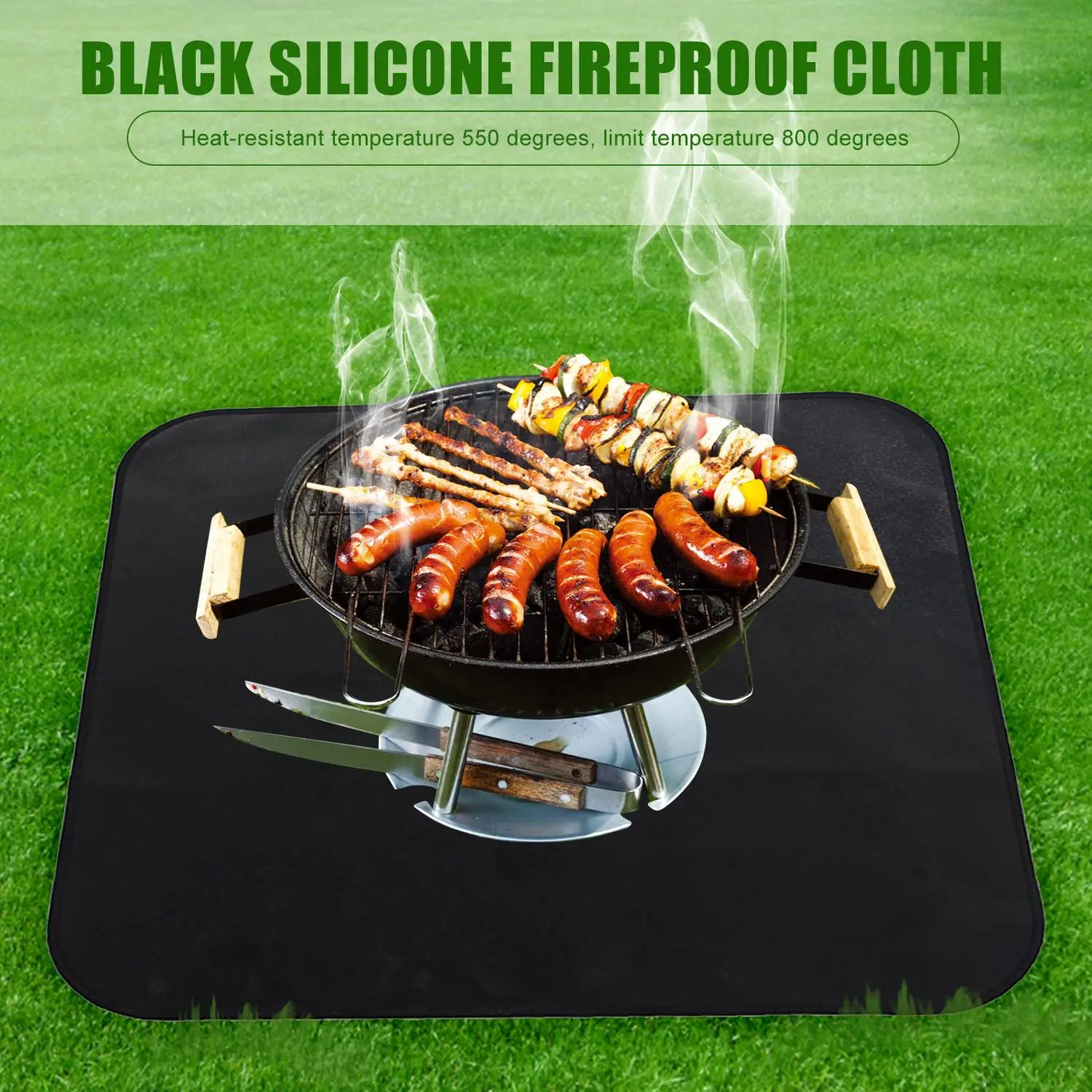 

Barbecue Protective Mat Outdoor Camping Silicone Fireproof Cloth Picnic Barbecue Heat Insulation Pad Flame Retardant Cloth
