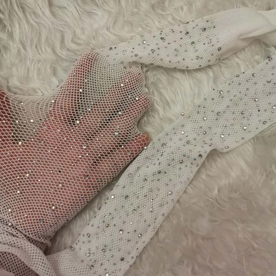 Сексуальные женские ажурные колготки со стразами, сетчатые колготки, разноцветные стразы, чулки, блестящие колготки, колготки в сеточку - Цвет: Небесно-голубой