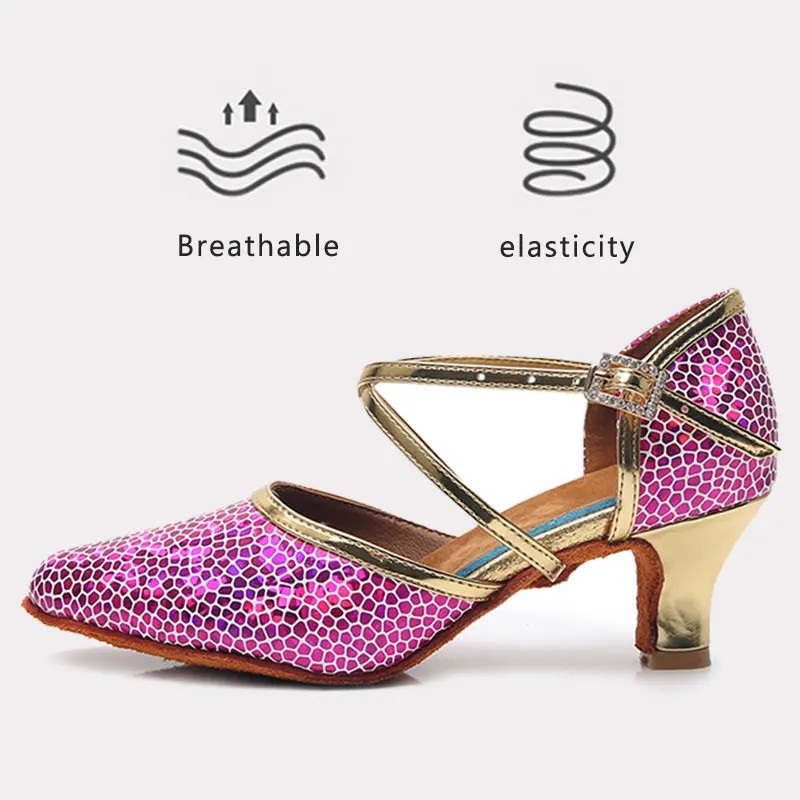 HROYL women dance shoes latin tango rubber sole woman modern Salsa for Girls Ladies latina high hills vogue african Wholes | Спорт и