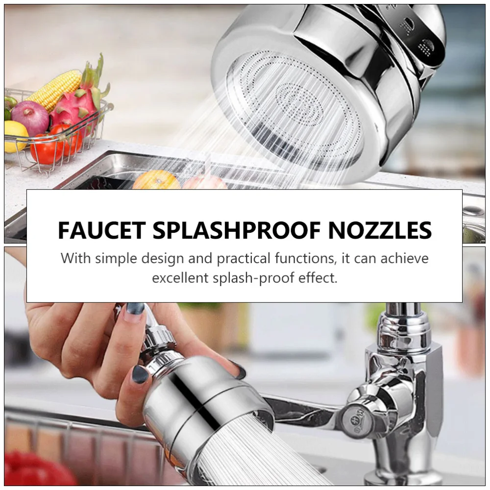 

2Pcs Kitchen Anti-Splashing Rotate Water Outlet Sprayer Heads (Silver)