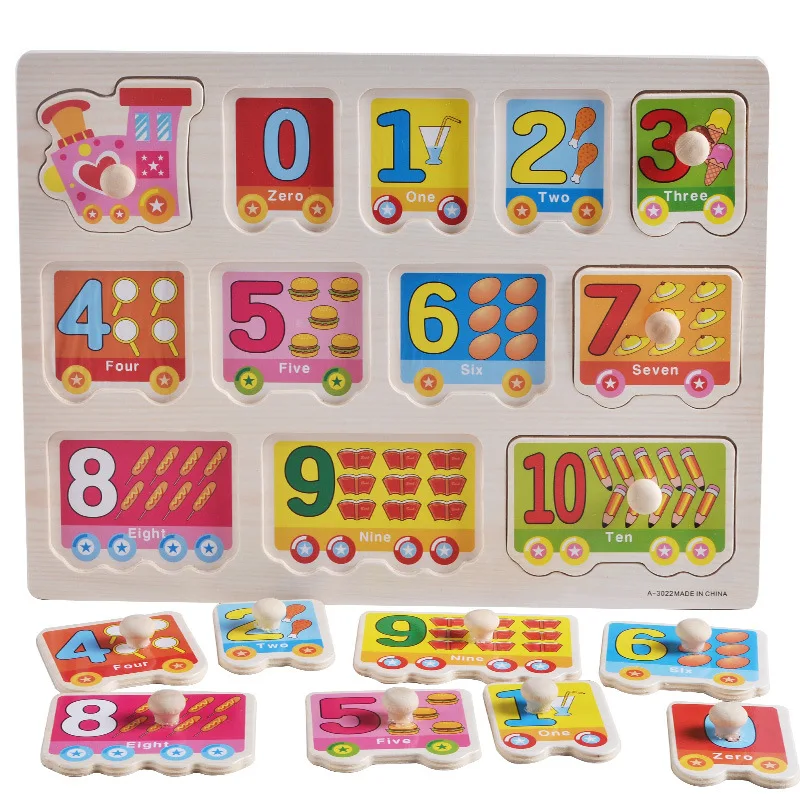 

4PCS/Set Puzzles Montessori Educational Wooden Toys For Kids 2 4 Years Old Children Math Shape Letters Handicraft Matching Games