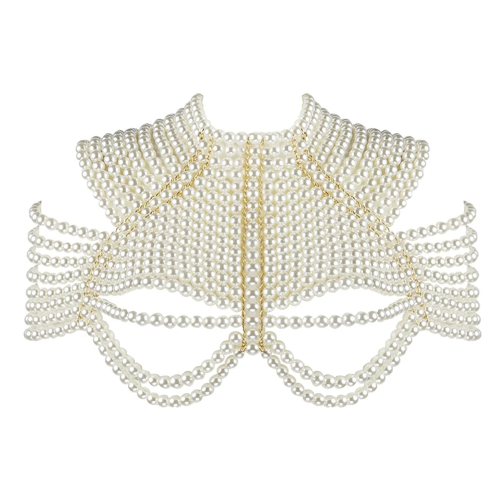 Пикантные Украшения для тела цепочка на грудь жилет с имитацией жемчуга три