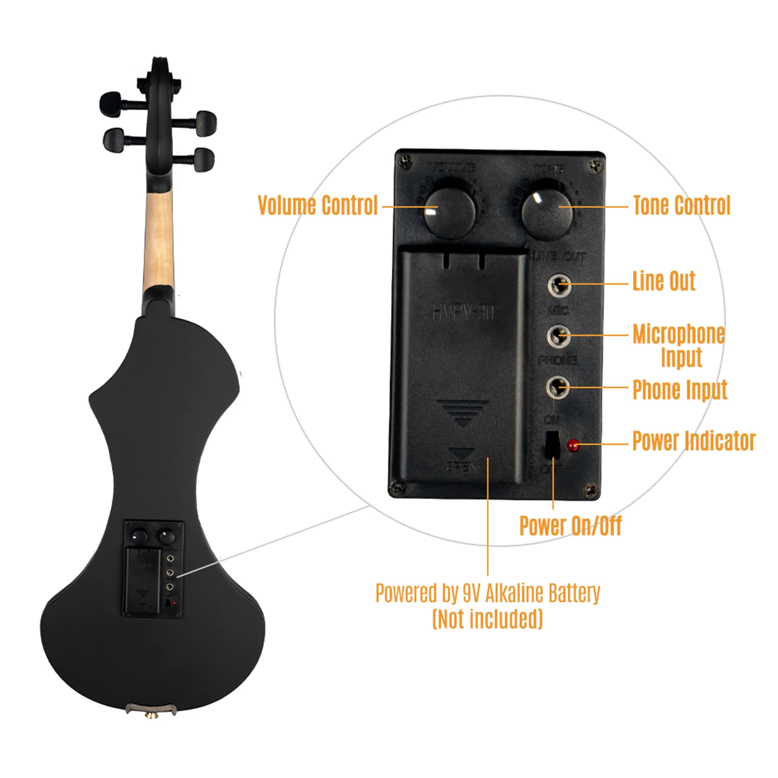 Электрическая скрипка ammoon 4/4 полноразмерная с сумкой для переноски наушников из