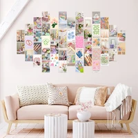 50pcs danish pastel aesthetic pictures wall collage kit light pink photo trendy art print room bedroom decoration gift for kids