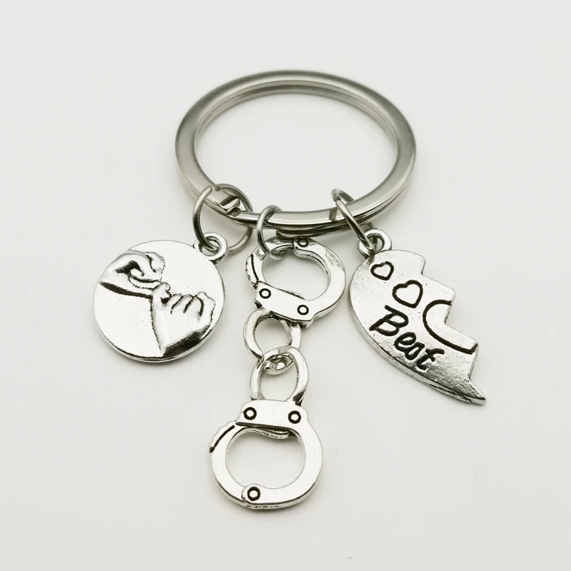 Новые парные брелки для ключей лучших друзей наручники любовь кулон брелок