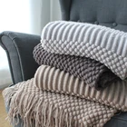 Вязаное одеяло с кисточками, покрывало для дивана, летнее одеяло для путешествий, кондиционер, покрывало 127x220 см