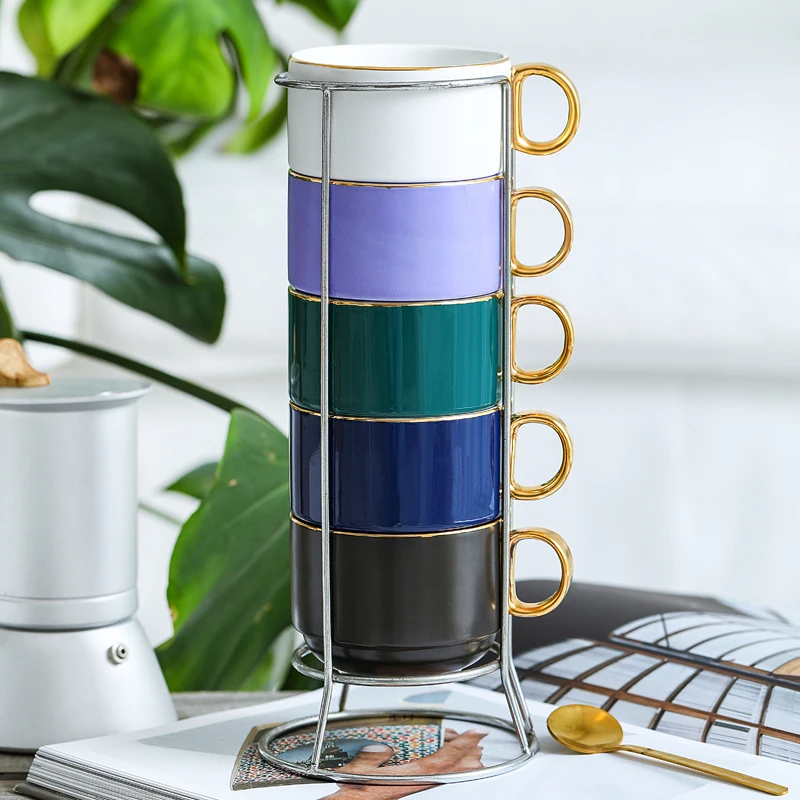 

Nordic Coffee Cup Set Gold Rim Tea Cup and Saucer Fashion Porcelain Coffee Mugs Tea Set Tazas De Ceramica Mate Cups AC50BD