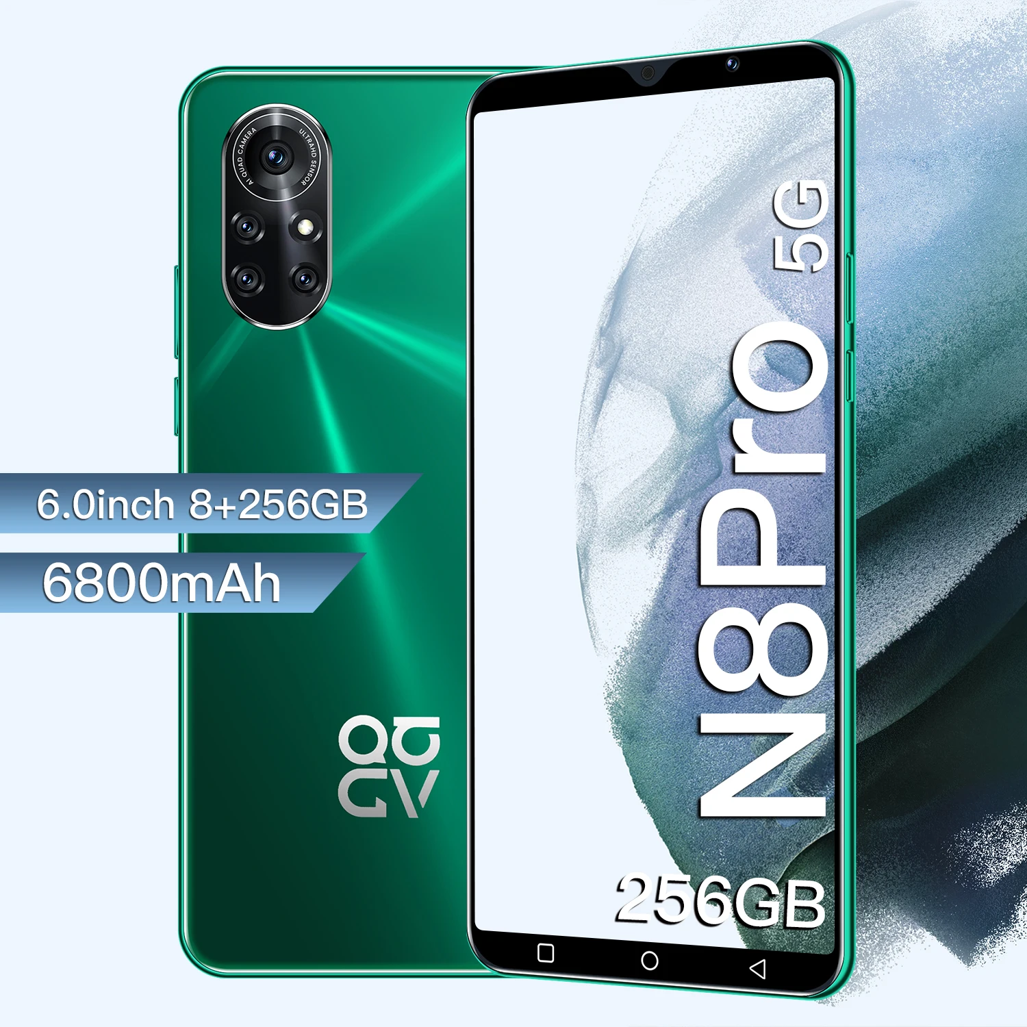 

Global N8Pro 6.0 Inch 8+256GB Fingerprint ID 16+32MP Face ID 10 Core Cellphones 6800mAh Dual SIM+SD Andriod Smart Phone MTK6889