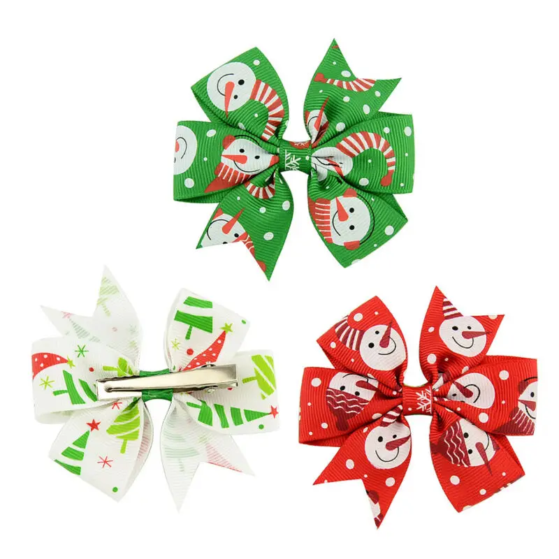 Горячая Рождественская заколка с бантом ручной работы заколки для волос ленты