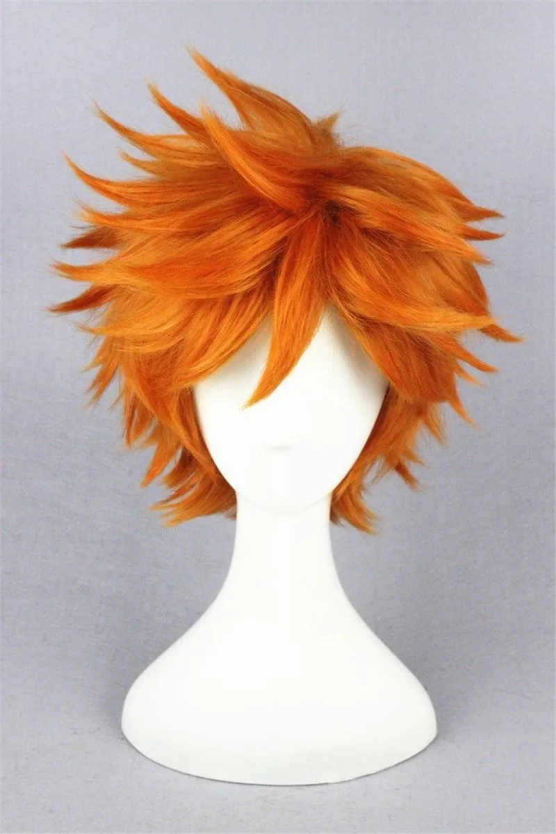 Haikyuu Cosplay Костюм Hinata Shouyou парик короткий оранжевый пушистый многослойный Аниме