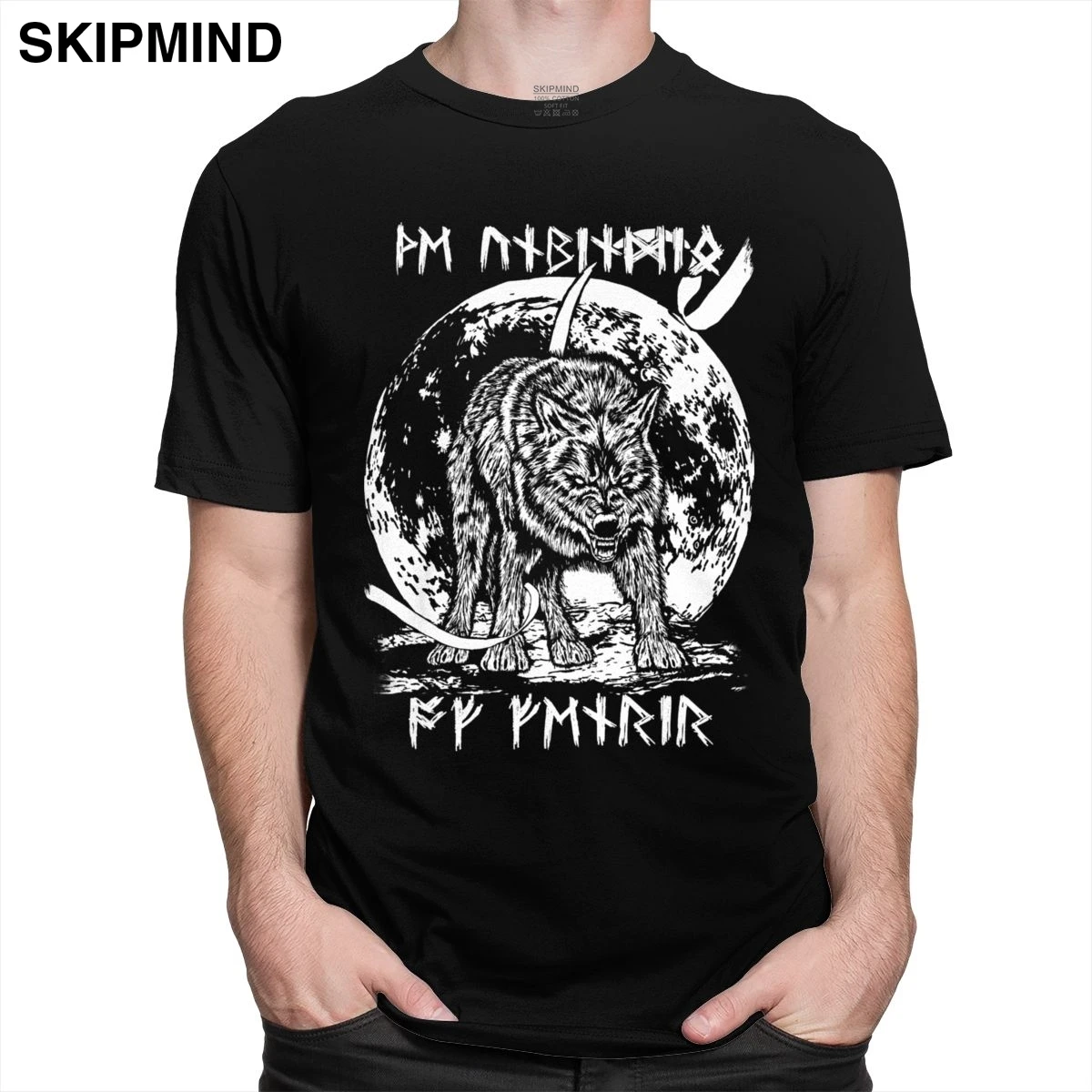 Валгаллы Odin футболка для мужчин из хлопка Moon Фенрир Локи сына классная с