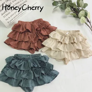 Новые шорты с юбкой HoneyCherry корейские однотонные тонкие хлопковые короткие штаны детские шорты для девочек летние шорты для девочек