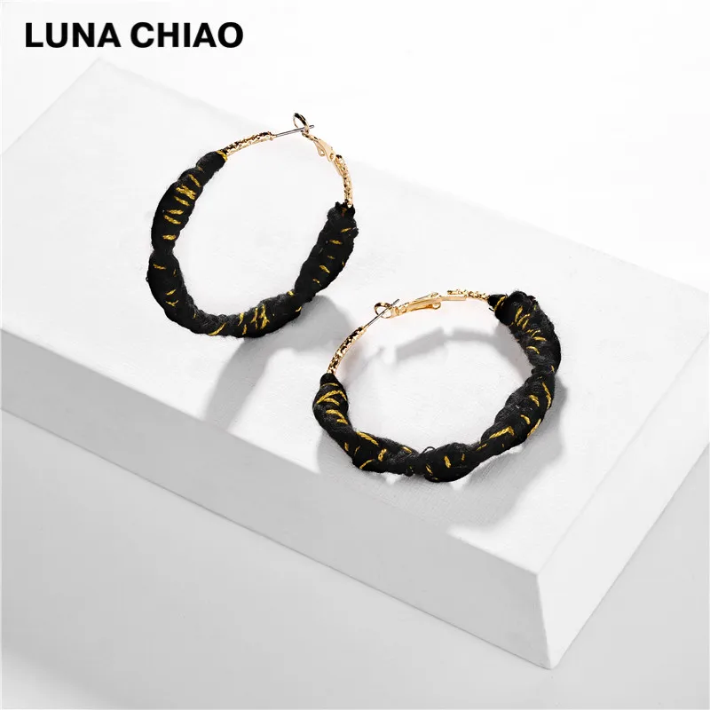 Black LUNA CHIAO, модные ювелирные изделия, Осень-зима, бохо, плетеные большие серьги-кольца для женщин - Окраска металла: Black