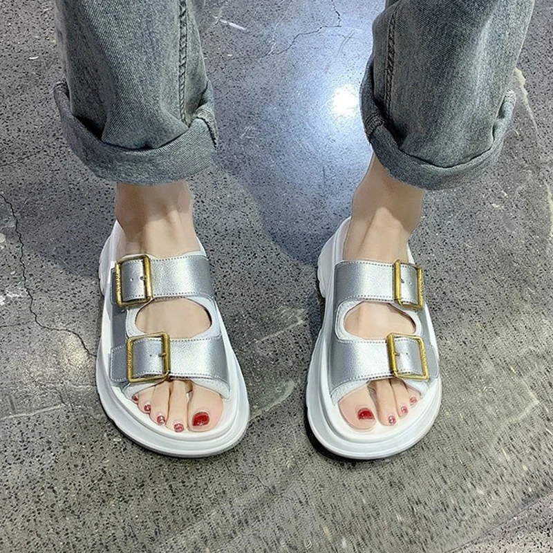 

Fashion Buckle Strap Platform Sandals Women's Summer Casual Open Toe Beach Slides Woman Outdoor Non Slip Slippers Female