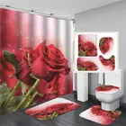 Набор штор для душа с принтом белых цветочных деревьев и роз, простые Товары для ванной, декор для ванной комнаты с крючками, противоскользящие искусственные коврики
