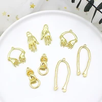 10pcs metal trendy personality golden palm pendant necklace earrings bracelet diy unique handmade jewelry making