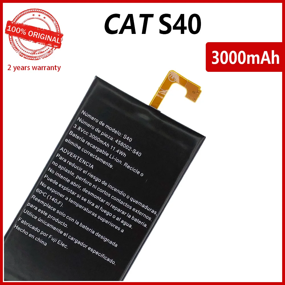 100% Оригинальный 3000Ah S40 Сменный аккумулятор для телефона Caterpillar CAT 458002-S40