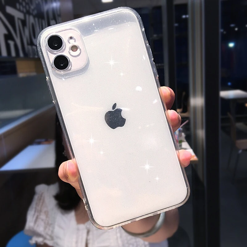 Lovebay Fluorescent Glitter Phone Case For iPhone 13 12 11 Pro Max XR XS Max X 7 8 Plus SE 2020 Transparent Soft TPU Back Cover
