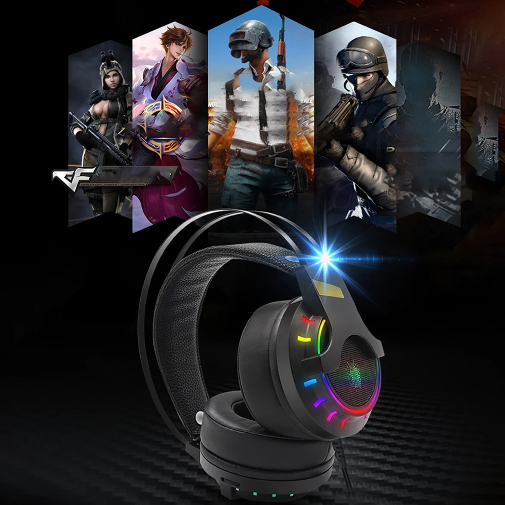 K3 USB Проводные Игровые наушники для ПК 7 1 каналов стерео бас RGB гарнитура с