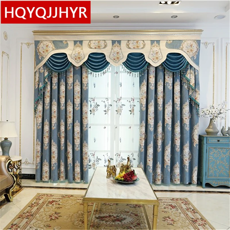 

HQYQJJHYR European luxury thick chenille blackout curtains for living room high quality jacquard curtains for bedroom apartments