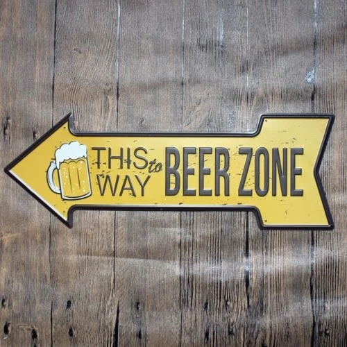 

Metal Tin Sign This Way Beer Zone Bar Pub Vintage Retro Poster Cafe Art