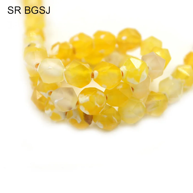 Бесплатная доставка SR 8 мм граненый круглый полигональный желтый огненный агат