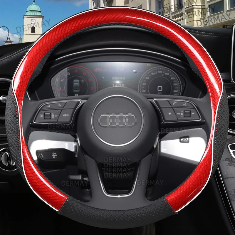 

for Audi A4 B5 B6 B7 B8 B9 1994~2022 Car Steering Wheel Cover Microfiber Leather+Carbon Fiber High Quality Auto Accessories
