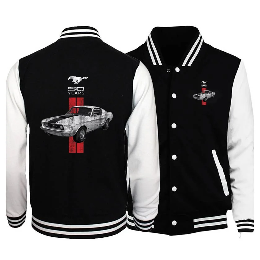 

HipHop Youth Stand Collar Streetwear Men Baseball Jackets Hiking Climbing Expedition Coats Ford 50 Years Mustang Car Sweatshirts