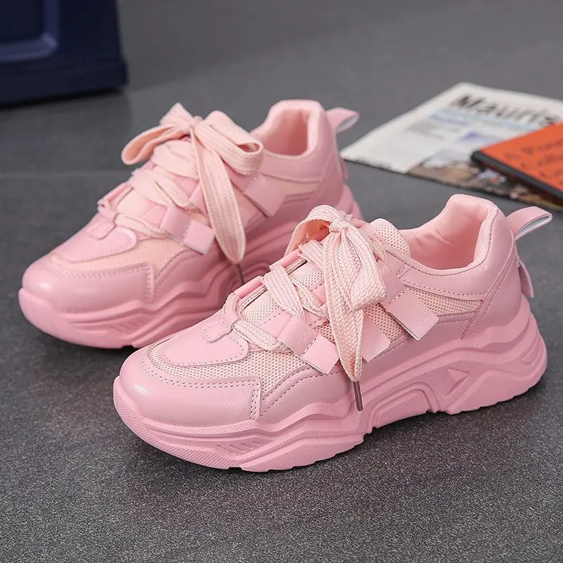 

New Women's Casual Chunky Sneakers Thick Bottom Platform Vulcanize Shoes Fashion Breathable Casual Walk Running for Female 2021