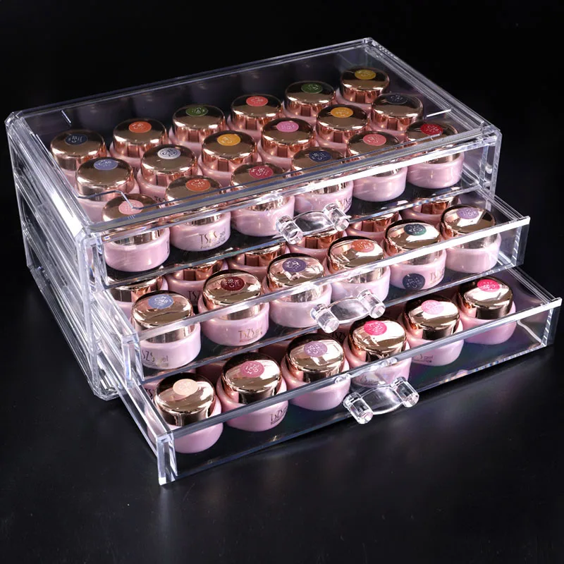 TSZS Nail Gel Polish Display Storage Box Cosmetic Organizer Makeup Acrylic Box Jewelry Transparent Drawer 3/4/5 Layer