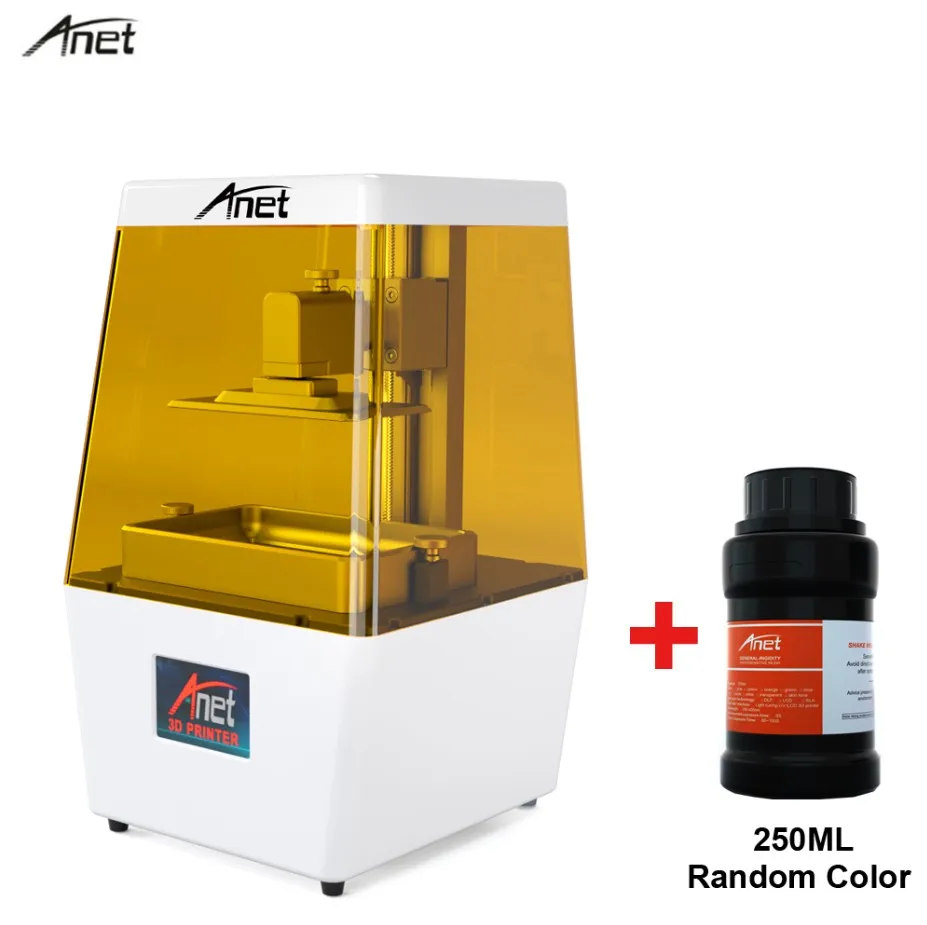 N4 With 250ml resin Anet N4 DLP 3,5 ''цветной сенсорный экран Макс 45мкм Высокая точность фоточувствительная Смола Настольный DIY Набор 3d принтер машина - Цвет: N4 With 250ml resin