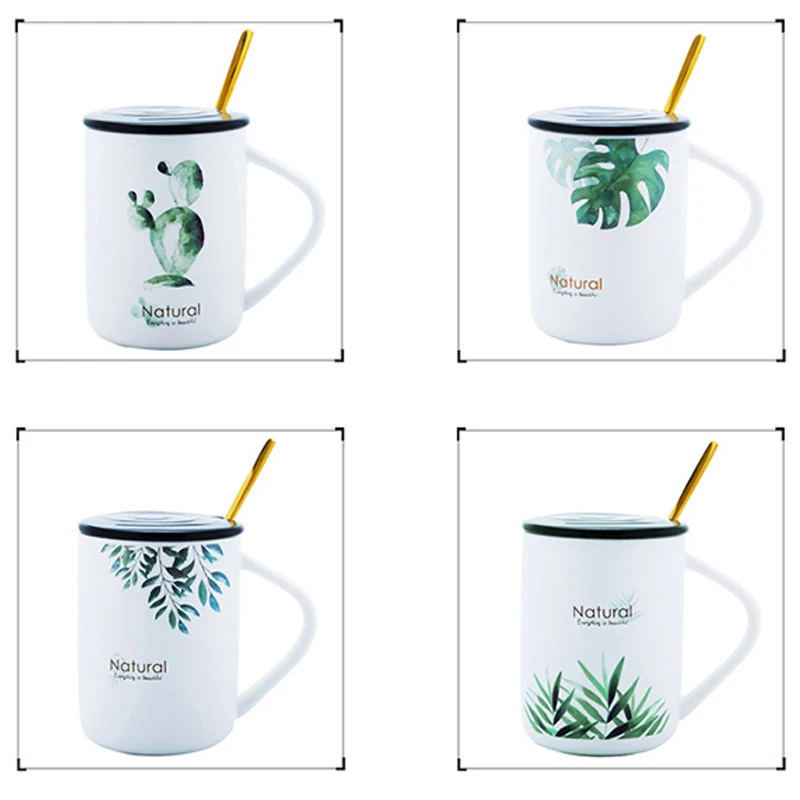 400 мл креативная керамическая кофейная кружка с крышкой и ложкой кофейные чашки