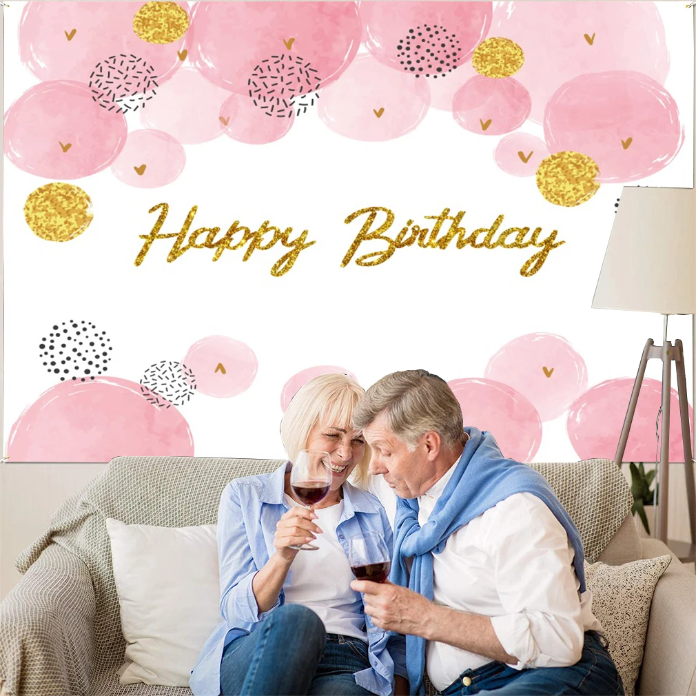 

Pink theme background banner happy birthday party decoration banner photography photo supplies