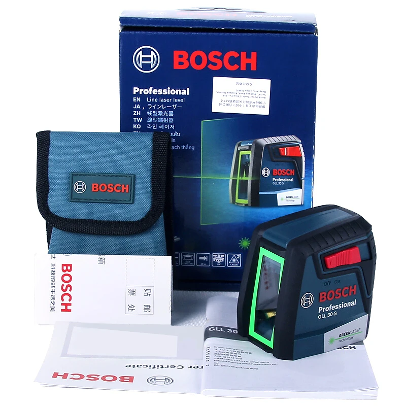 Уровень лазерный BOSCH GLL30G двухлинейный зеленый высокоточный горизонтальный и