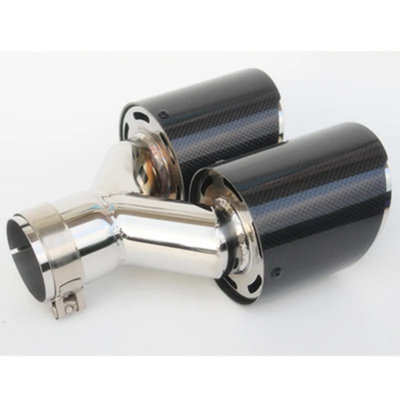 1 шт. Универсальный двойной выхлопной трубы Глянцевая для Akrapovic углеродное