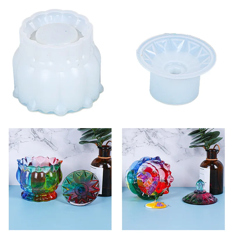 

DIY Crystal Epoxy Resin Mold Crystal Glass Jar Storage Box Silicone Mold