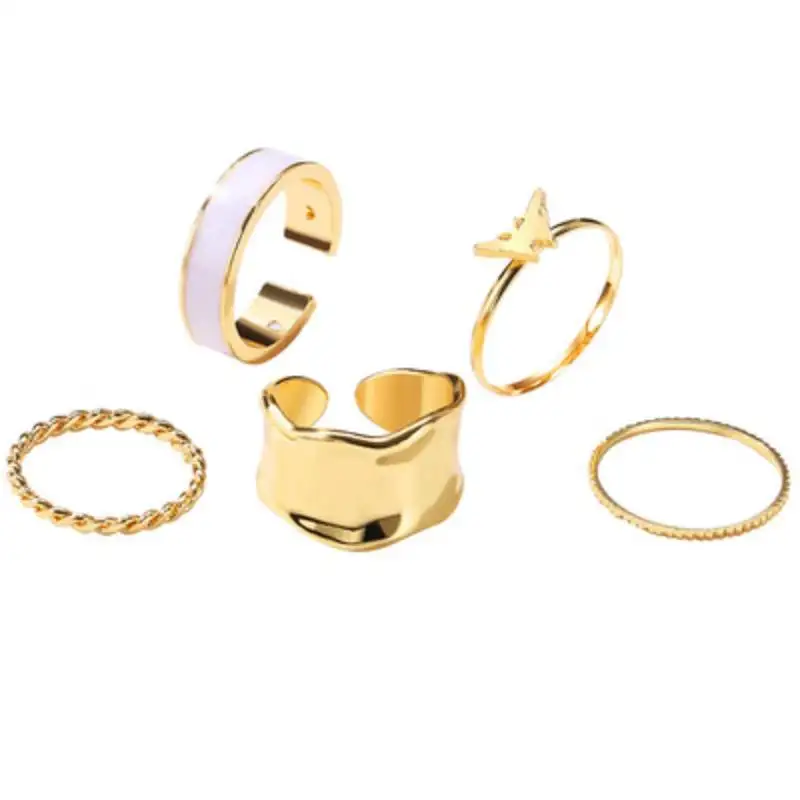 

Punk Fashion Butterfly Rings For Women Men Gold Silver Color Lover Couple Butterfly Ring Set Opening Engagement Wedding Jewelry